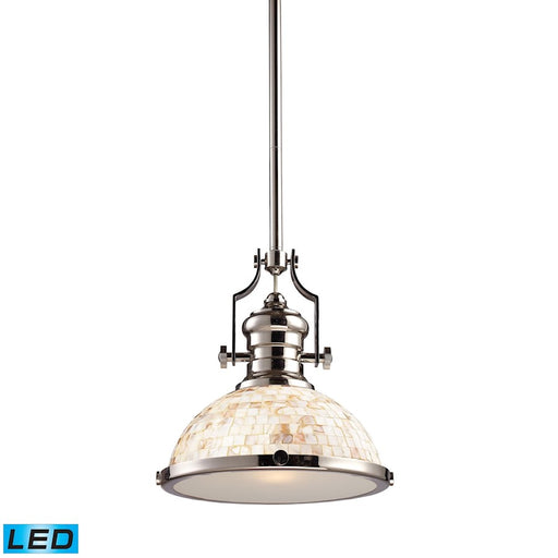 ELK Lighting Chadwick 413 1-Light Pendant, Nickel/Cappa Shell, LED