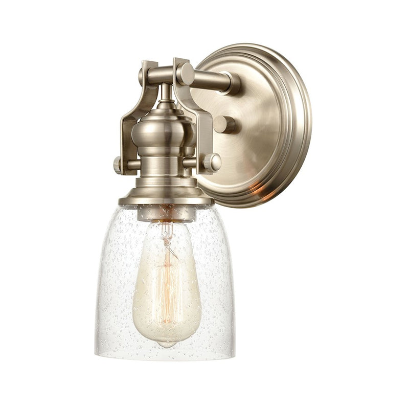 ELK Lighting Chadwick Wall Sconce Light, Satin Nickel/Seedy Glass