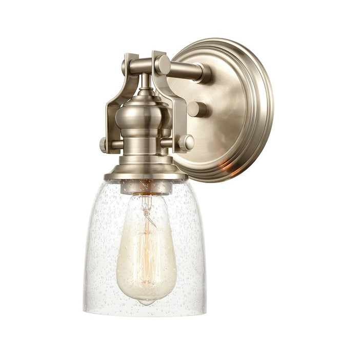 ELK Lighting Chadwick Wall Sconce Light, Satin Nickel/Seedy Glass