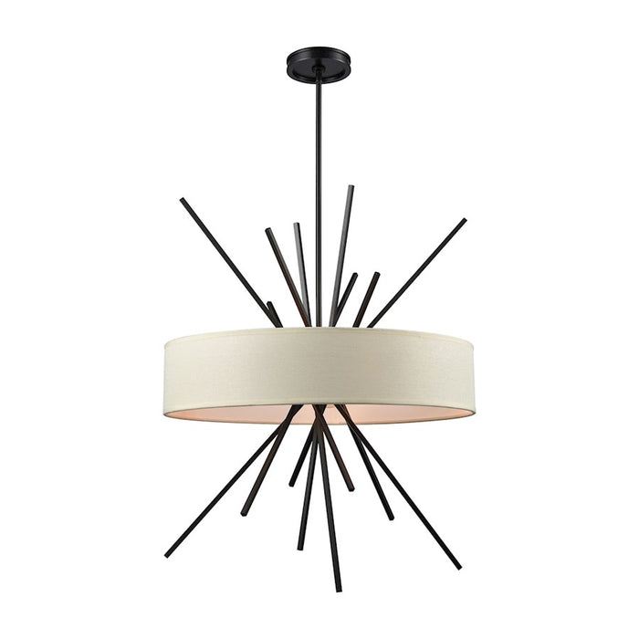 ELK Lighting Xenia 5-Light Chandelier, Beige Fabric Shade