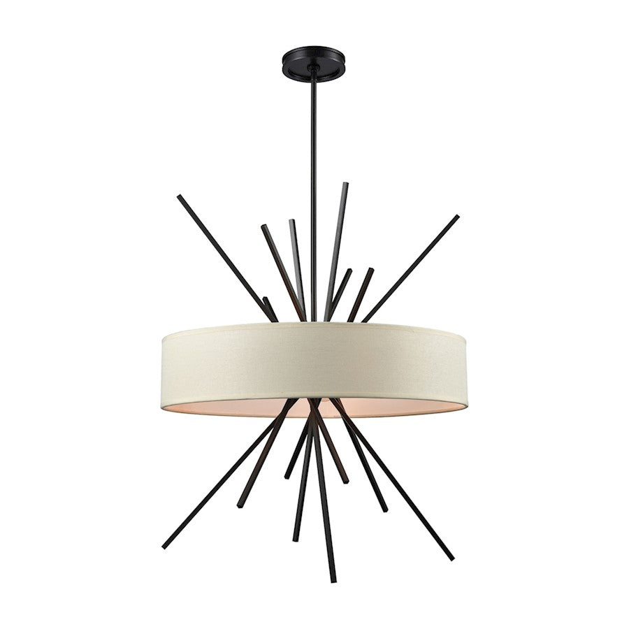 ELK Lighting Xenia 5-Light Chandelier, Beige Fabric Shade