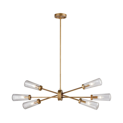 ELK Lighting Xenia 6-Light Chandelier, Matte Gold/Seedy Glass