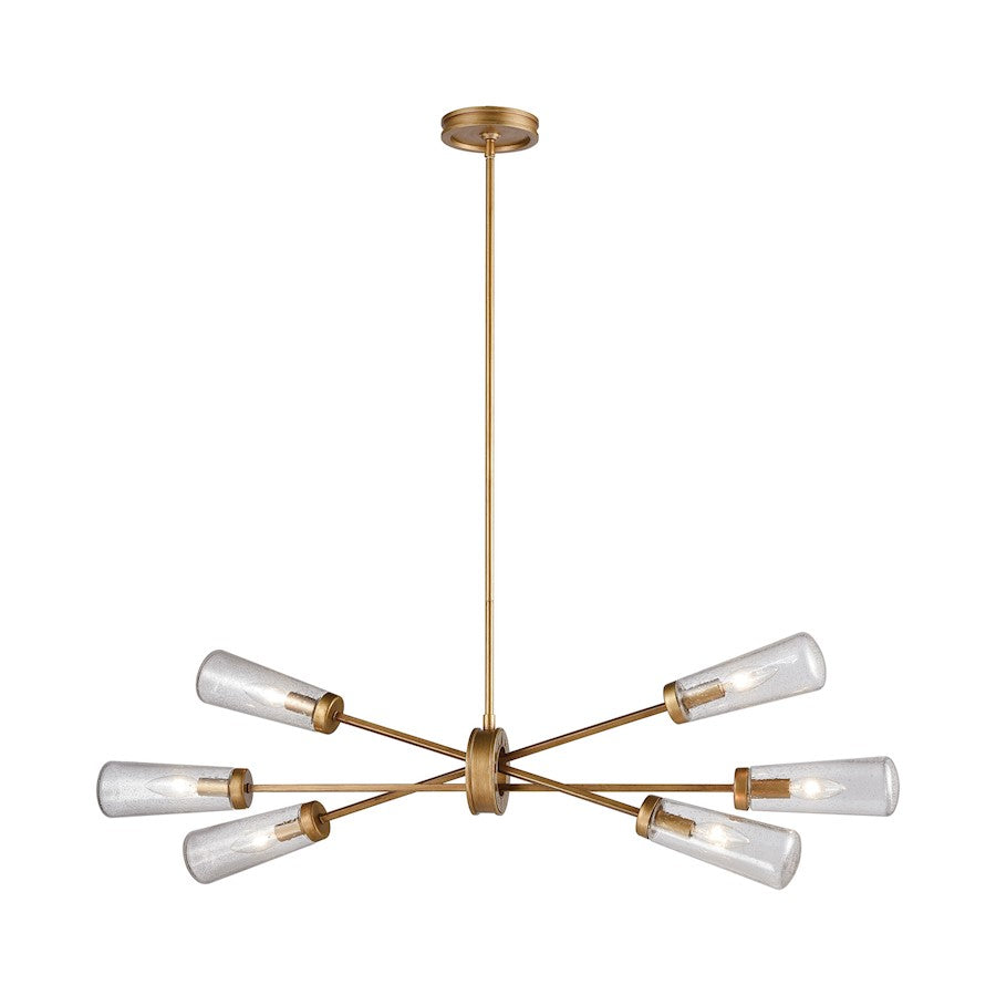 ELK Lighting Xenia 6-Light Chandelier, Matte Gold/Seedy Glass