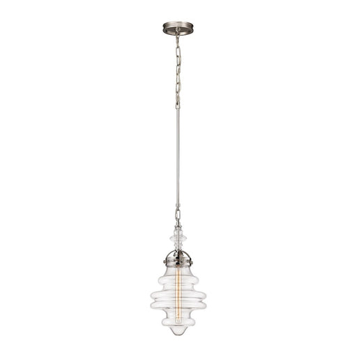 ELK Lighting Gramercy 1-Light 10" Mini Pendant, Polished Nickel/Clear