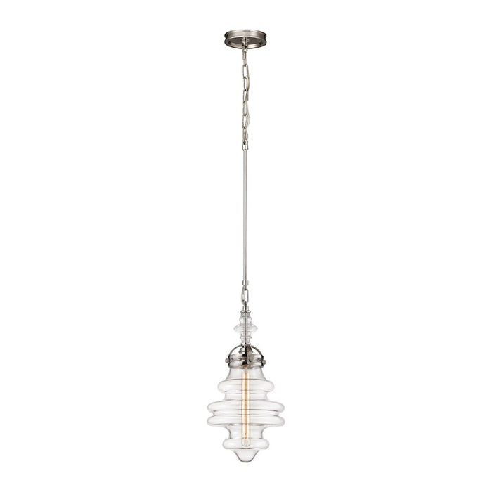 ELK Lighting Gramercy 1-Light 10" Mini Pendant, Polished Nickel/Clear