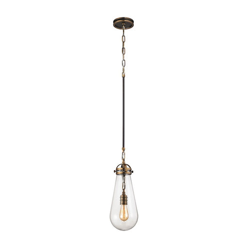 ELK Lighting Gramercy 1-Light Mini Pendant, Brass & Bronze/Clear