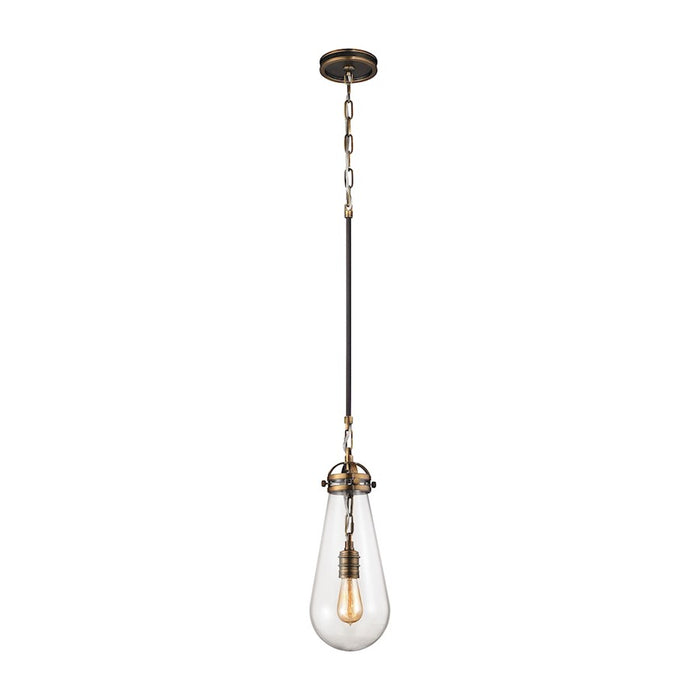ELK Lighting Gramercy 1-Light Mini Pendant, Brass & Bronze/Clear