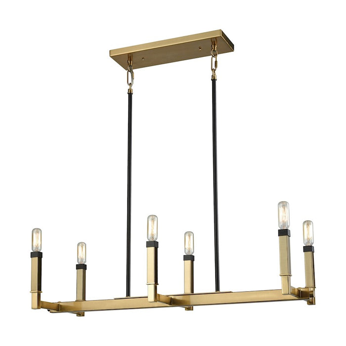 ELK Lighting Mandeville Linear Chandelier, Bronze and Satin Brass