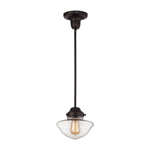 ELK Lighting Schoolhouse 1-Light Mini Pendant, Bronze/Clear
