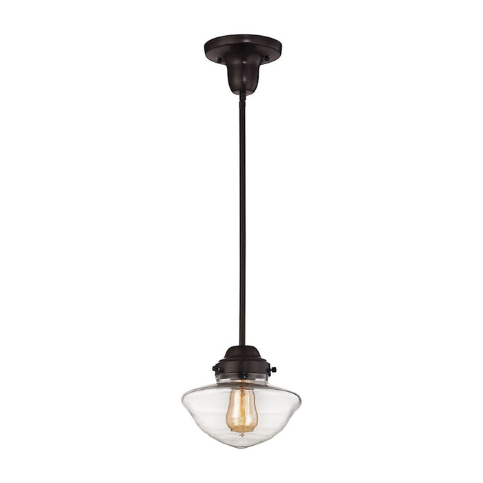 ELK Lighting Schoolhouse 1-Light Mini Pendant, Bronze/Clear