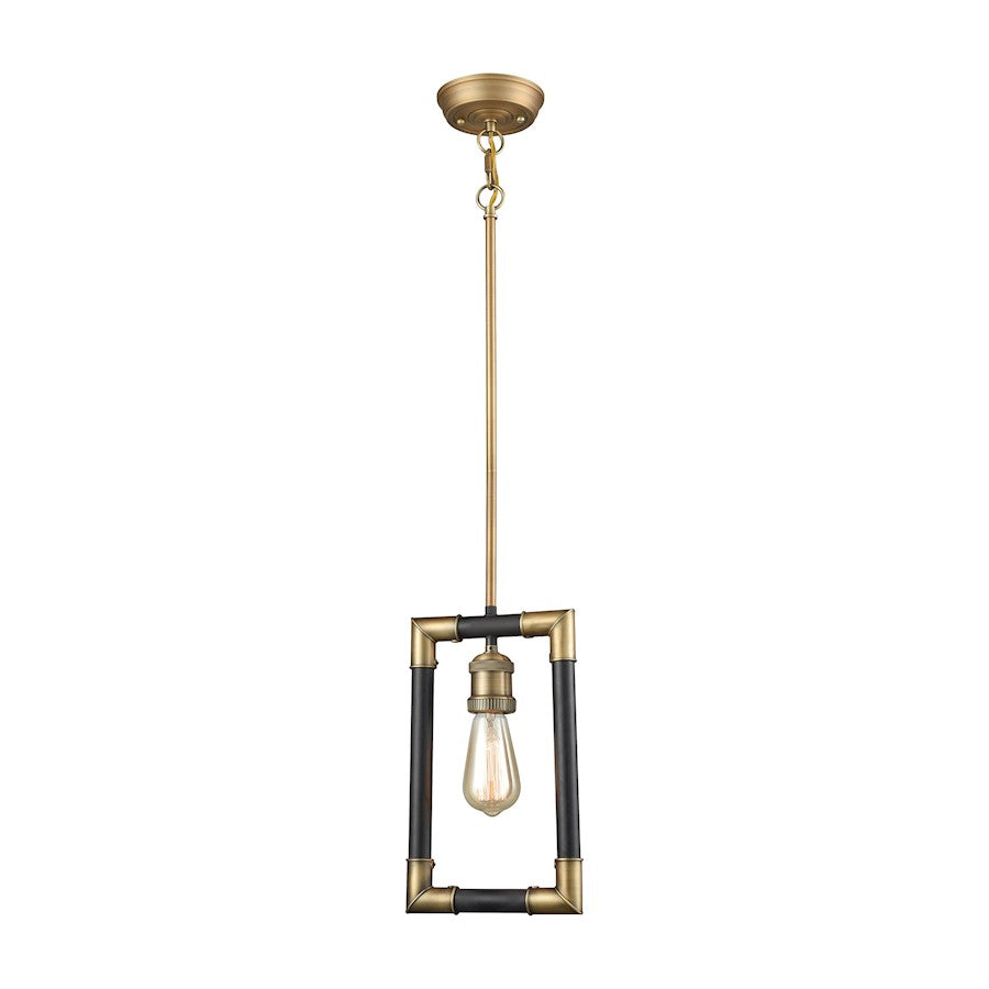 ELK Lighting Lisbon 1-Light Mini Pendant, Classic Brass and Bronze