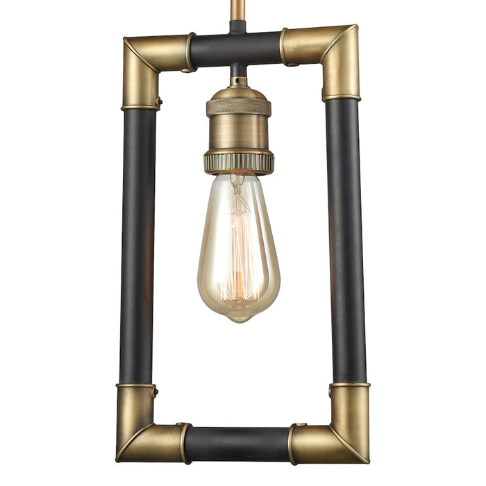 ELK Lighting Lisbon 1-Light Mini Pendant, Classic Brass and Bronze