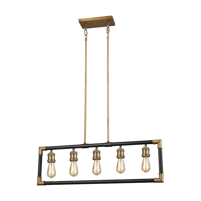 ELK Lighting Lisbon 5-Light Linear Chandelier, Classic Brass & Bronze