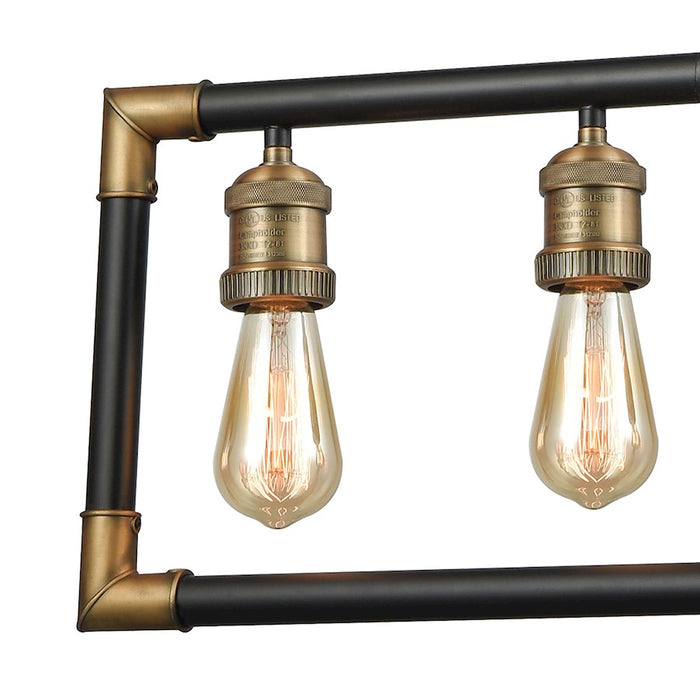 ELK Lighting Lisbon 5-Light Linear Chandelier, Classic Brass & Bronze
