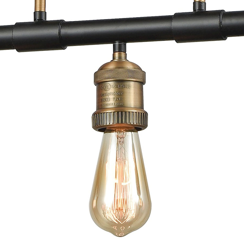 ELK Lighting Lisbon 5-Light Linear Chandelier, Classic Brass & Bronze