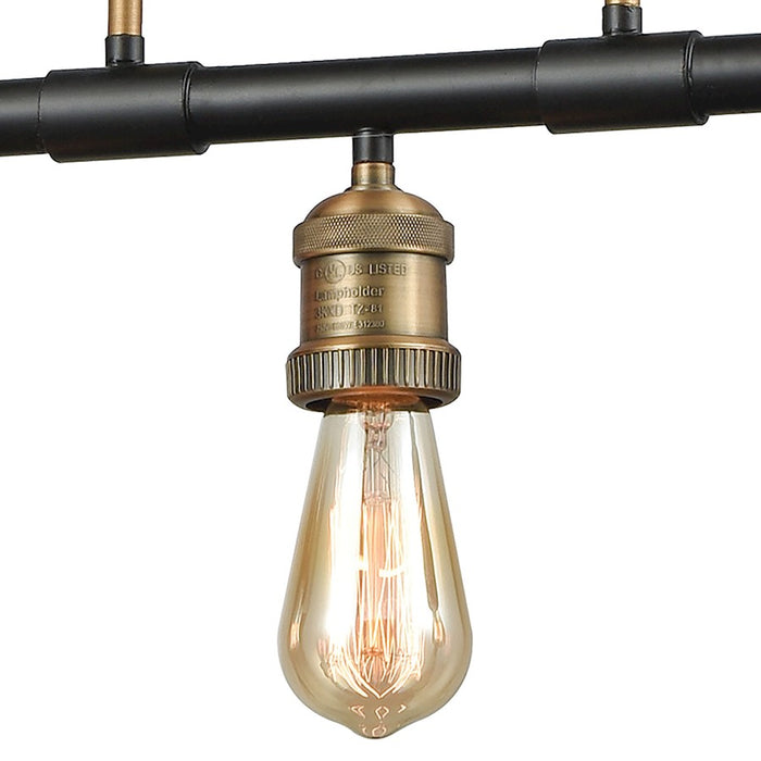 ELK Lighting Lisbon 5-Light Linear Chandelier, Classic Brass & Bronze