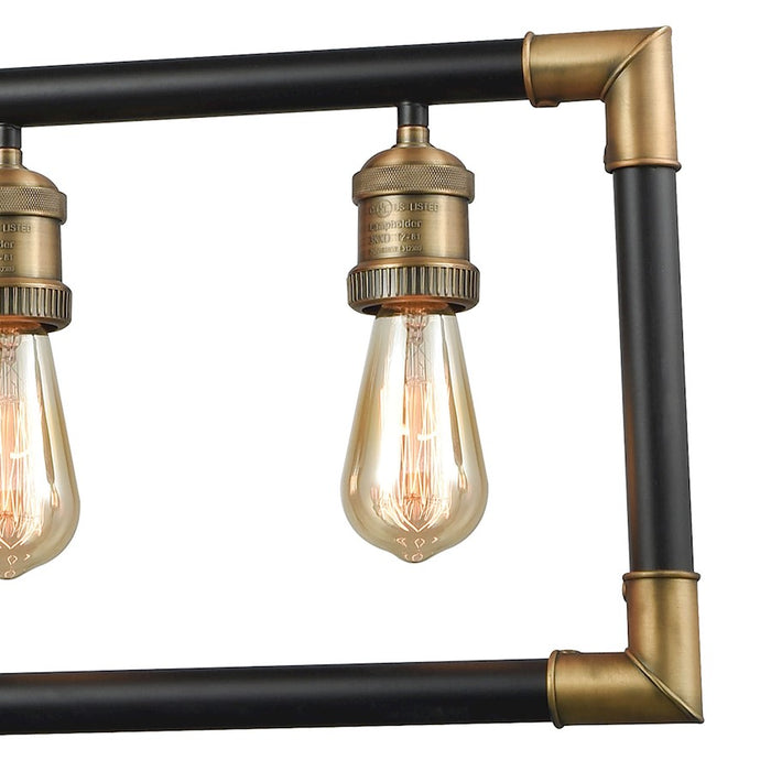 ELK Lighting Lisbon 5-Light Linear Chandelier, Classic Brass & Bronze