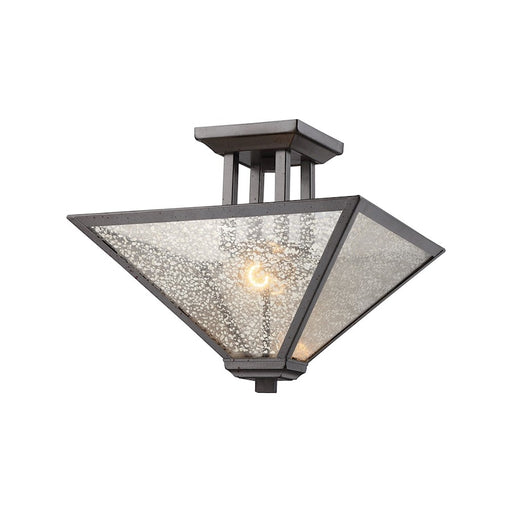 ELK Lighting Plano 2-Light Semi Flush, Rust Iron/Mercury Glass