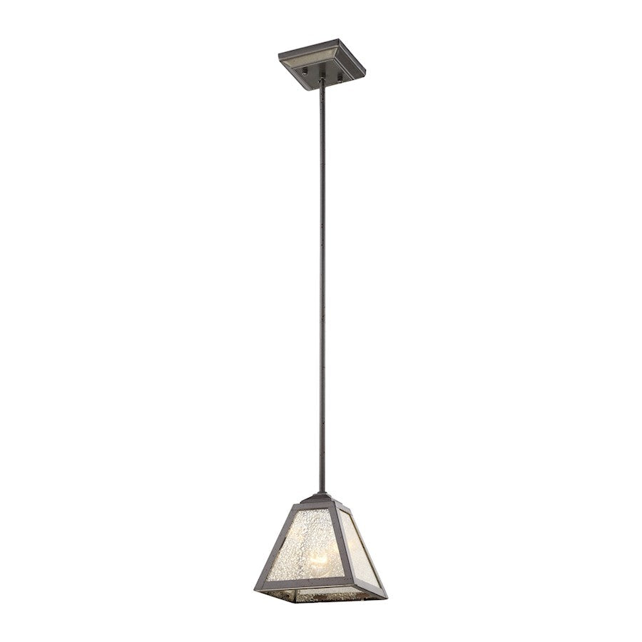 ELK Lighting Plano 1-Light Mini Pendant, Rust Iron/Mercury Glass