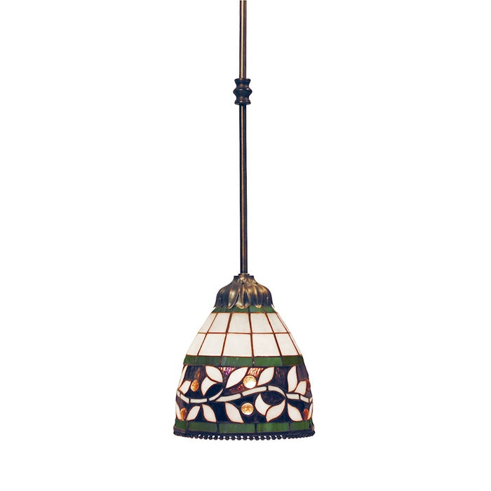 ELK Lighting English Ivy 1-Light Mini Pendant, Bronze/Tiffany Style