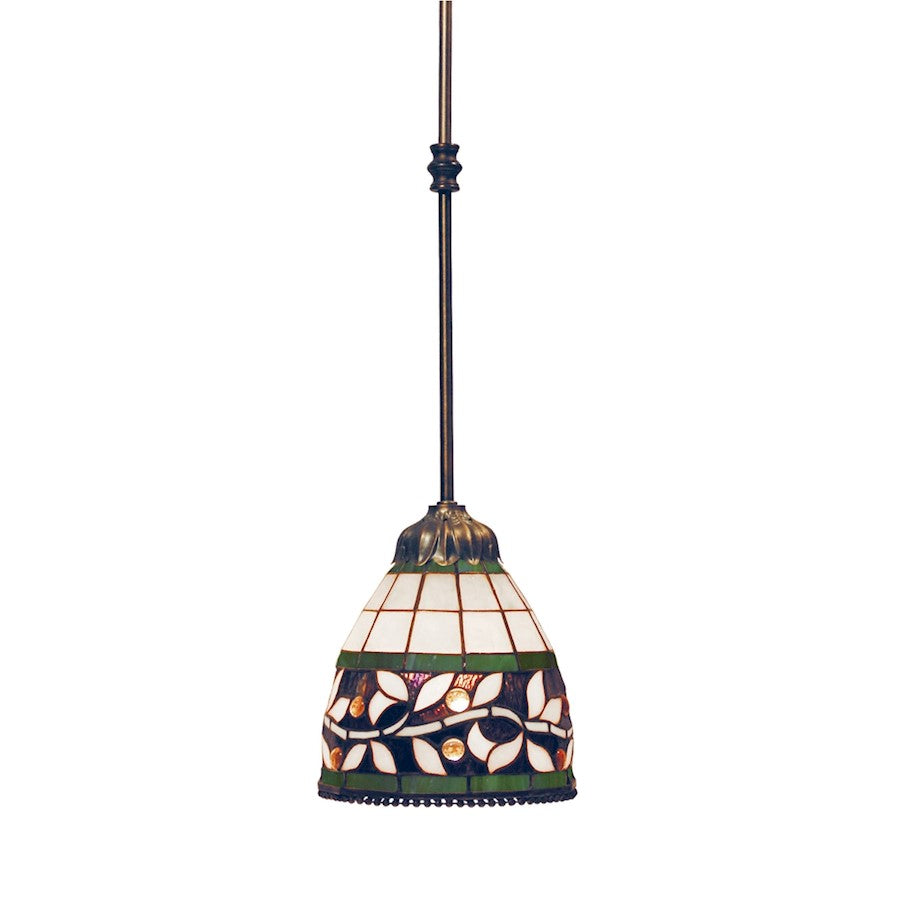 ELK Lighting English Ivy 1-Light Mini Pendant, Bronze/Tiffany Style