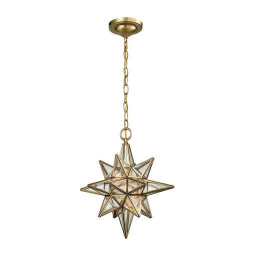 ELK Lighting Beamer 1-Light Mini Pendant, Brushed Brass/Clear Glass