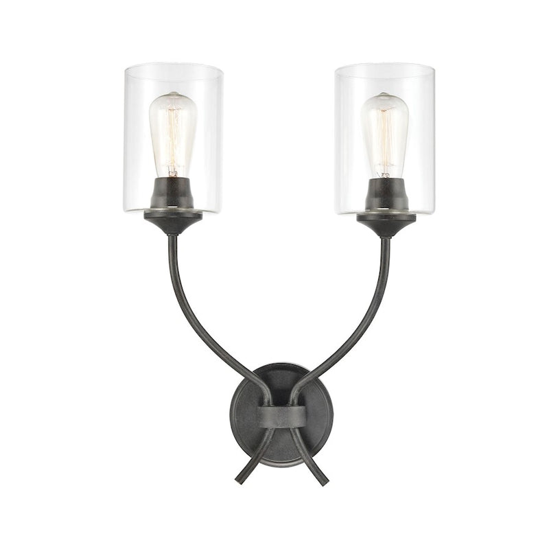 ELK Lighting Daisy 2-Light Sconce, Midnight Bronze/Clear Glass
