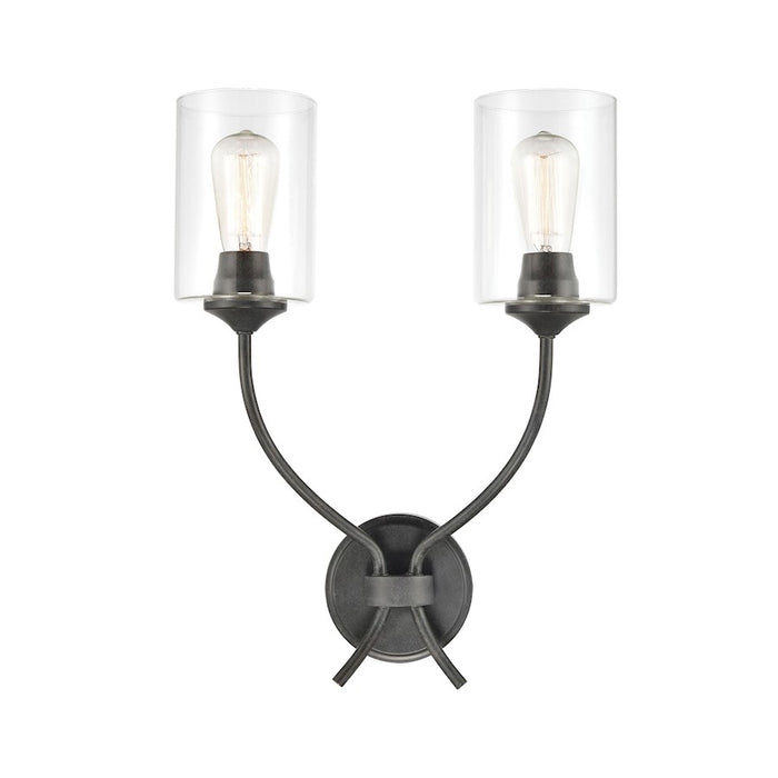 ELK Lighting Daisy 2-Light Sconce, Midnight Bronze/Clear Glass