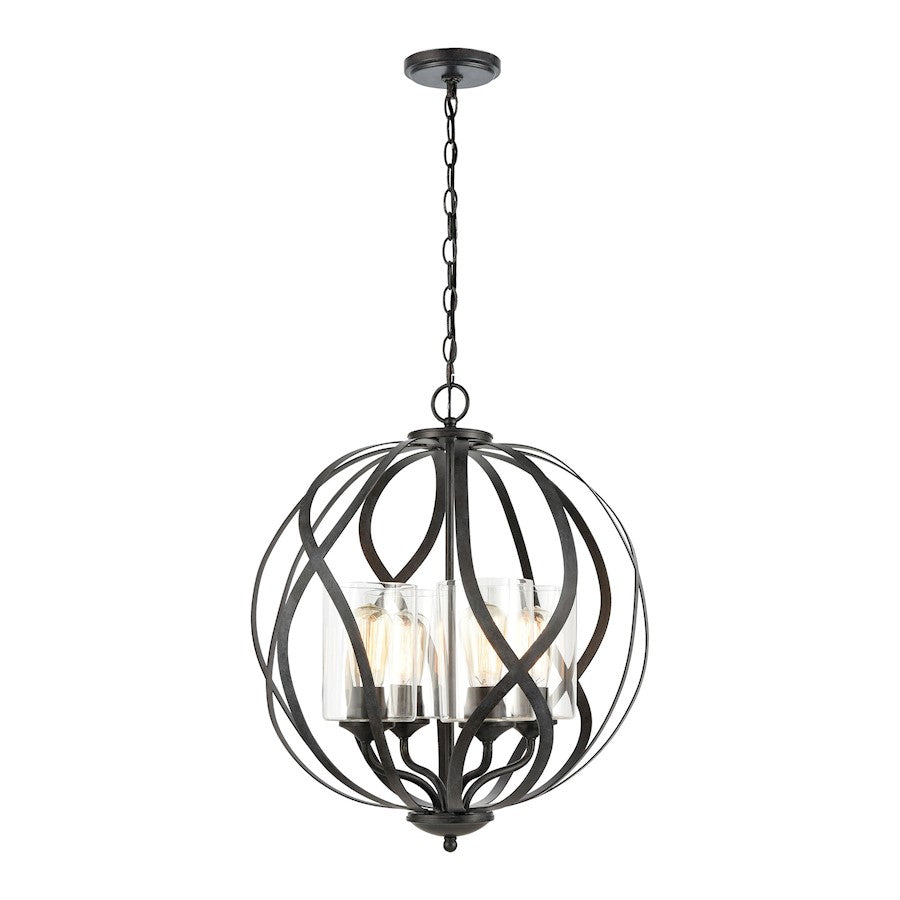 ELK Lighting Daisy Chandelier, Midnight Bronze/Clear Glass