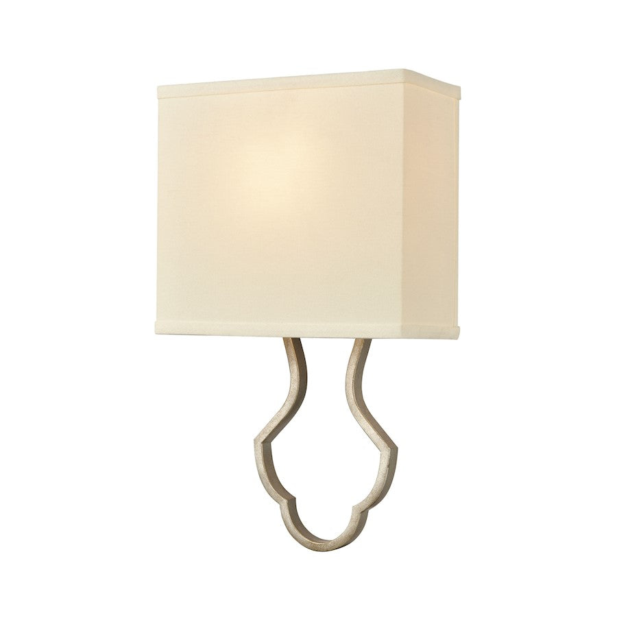 ELK Lighting Lanesboro 1-Light Sconce, Dusted Silver/White Fabric