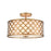 ELK Lighting Arabesque 3-Light Semi Flush, Bronze Gold/White Fabric