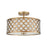 ELK Lighting Arabesque 3-Light Semi Flush, Bronze Gold/White Fabric