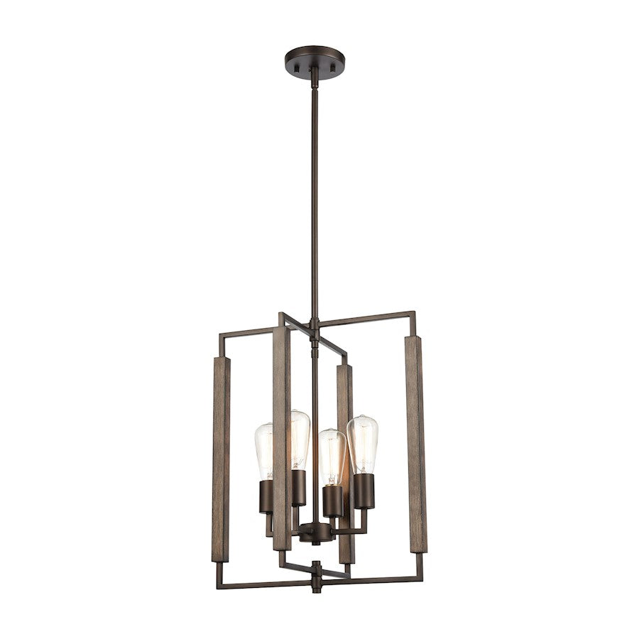 ELK Lighting Zinger 4-Light Pendant, Oil Rubbed Bronze and Aspen