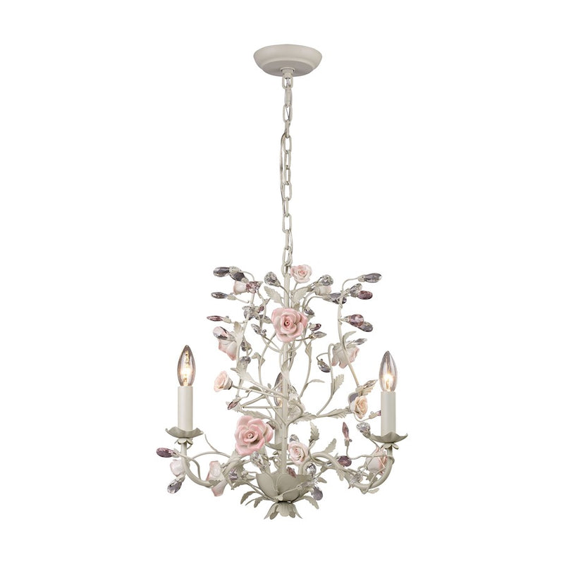 ELK Lighting Heritage Chandelier, Cream/Porcelain Roses
