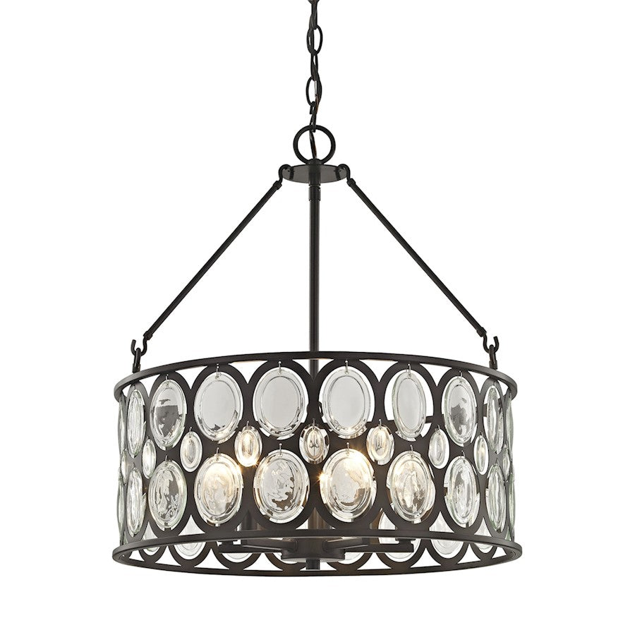 ELK Lighting Serai 5-Light Chandelier, Bronze/Clear Soda Bottle Glass