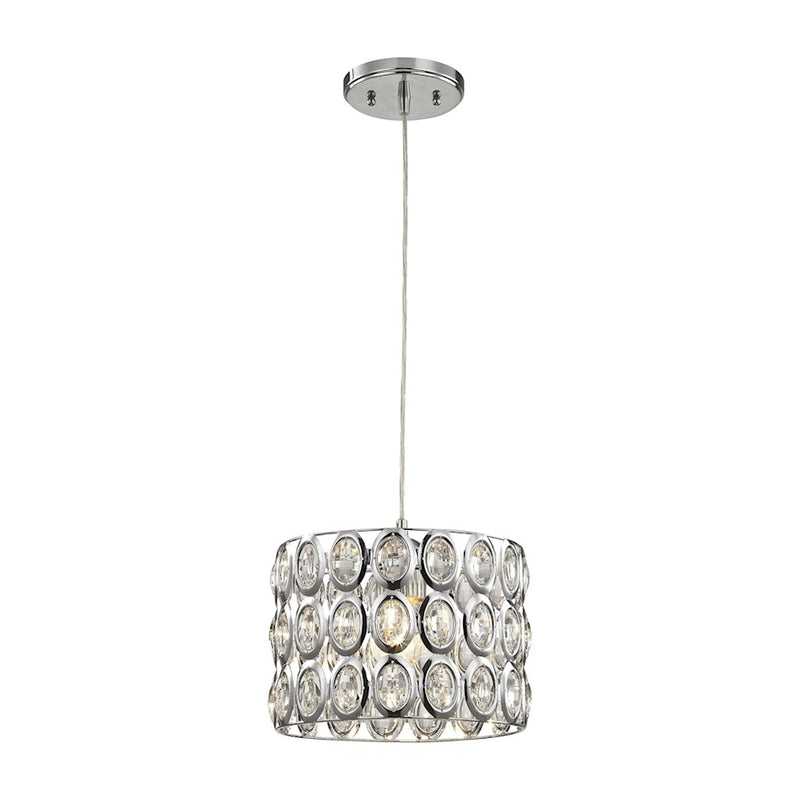 ELK Lighting Tessa 1-Light Mini Pendant, Polished Chrome/Clear Crystal