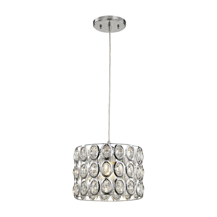 ELK Lighting Tessa 1-Light Mini Pendant, Polished Chrome/Clear Crystal