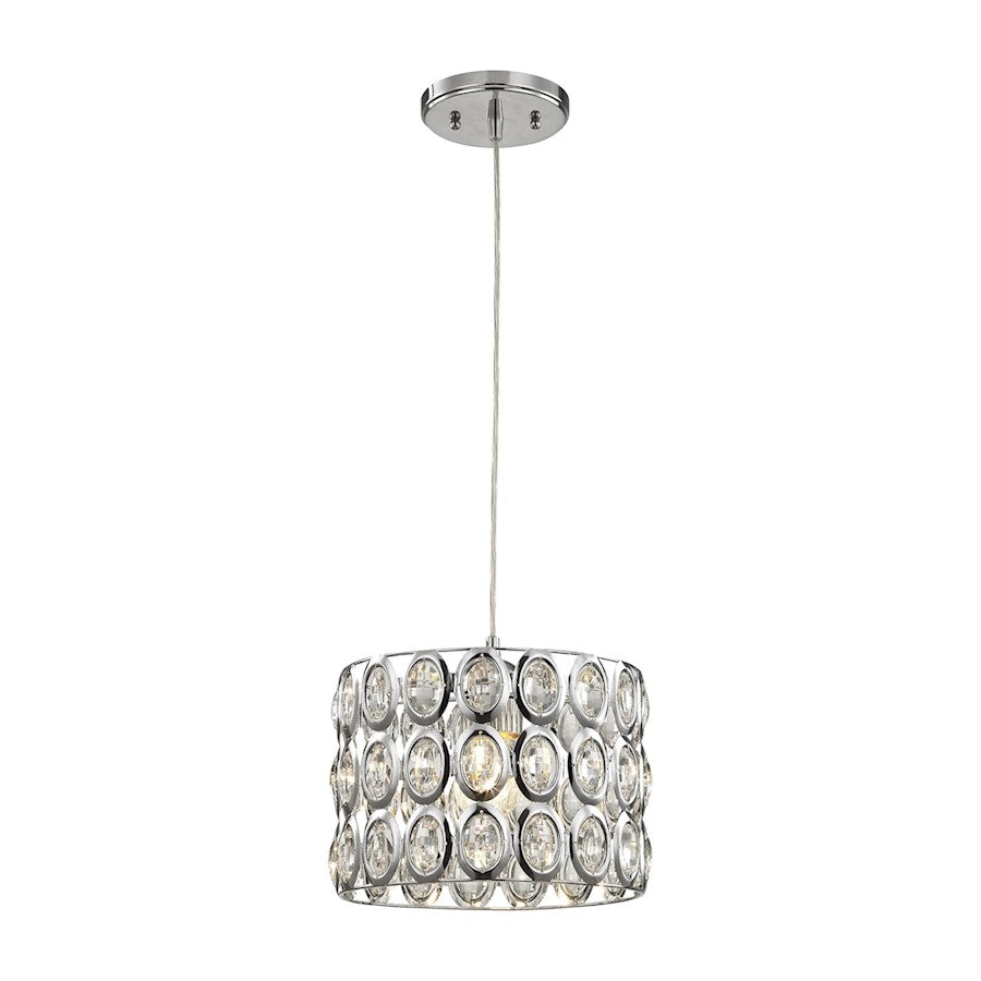 ELK Lighting Tessa 1-Light Mini Pendant, Polished Chrome/Clear Crystal