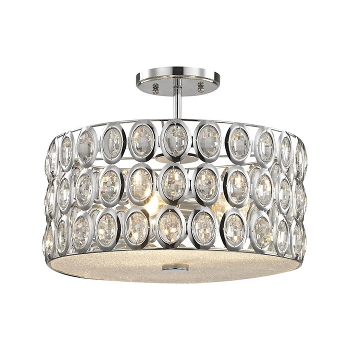 ELK Lighting Tessa 3-Light Semi Flush, Polished Chrome/Clear Crystal