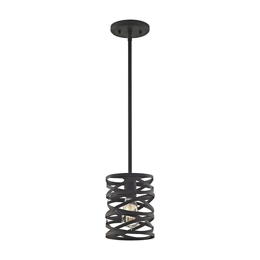 ELK Lighting Vorticy 1-Light Mini Pendant, Bronze/Metal Cage