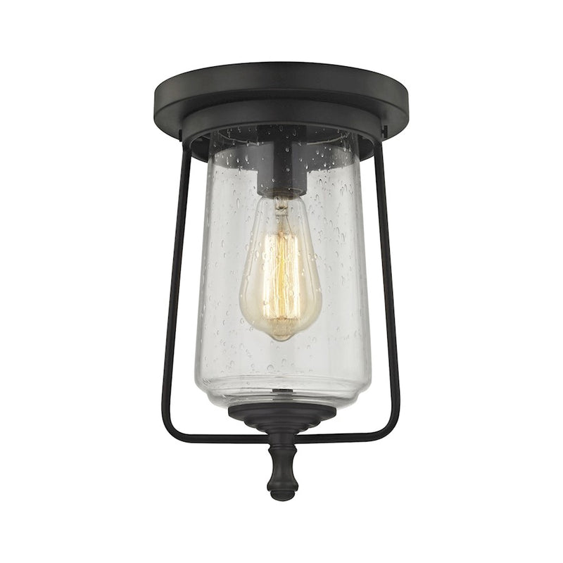 ELK Lighting Hamel 1-Light Flush Mount, Bronze/Clear Seedy Glass