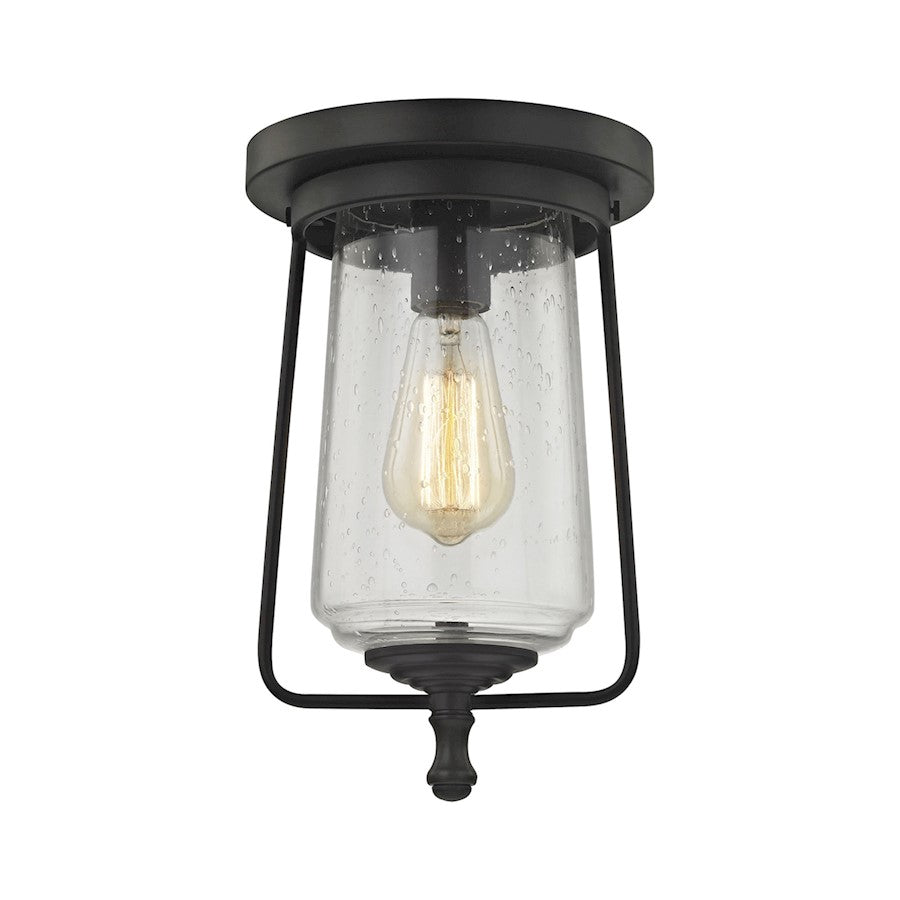 ELK Lighting Hamel 1-Light Flush Mount, Bronze/Clear Seedy Glass
