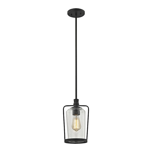 ELK Lighting Hamel 1-Light Mini Pendant, Bronze/Clear Seedy Glass