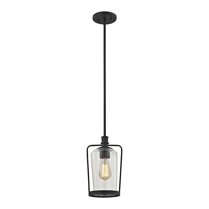 ELK Lighting Hamel 1-Light Mini Pendant, Bronze/Clear Seedy Glass
