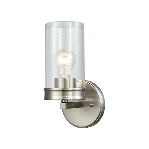 ELK Lighting Leland 1-Light Wall Sconce, Nickel/Clear Blown Glass