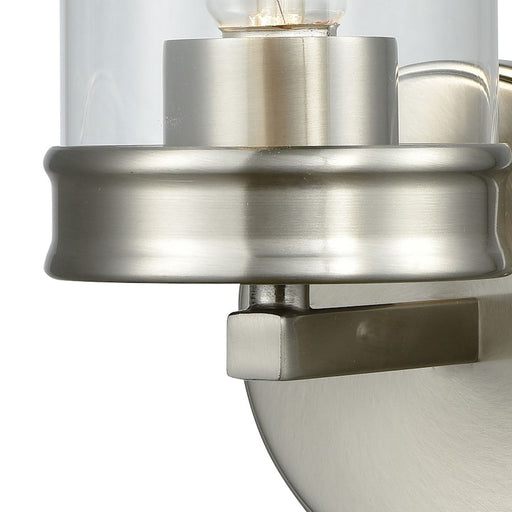 ELK Lighting Leland 1-Light Wall Sconce, Nickel/Clear Blown Glass