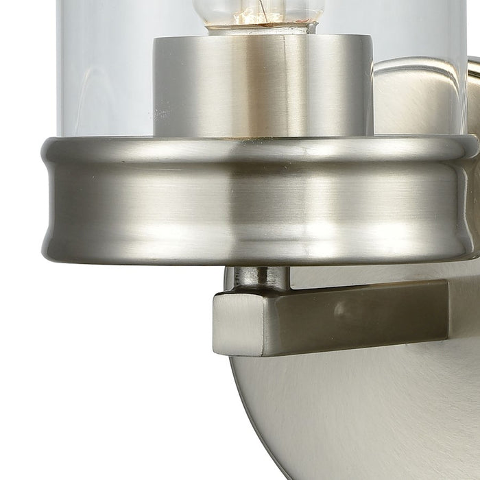 ELK Lighting Leland 1-Light Wall Sconce, Nickel/Clear Blown Glass