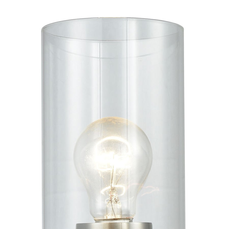ELK Lighting Leland 1-Light Wall Sconce, Nickel/Clear Blown Glass