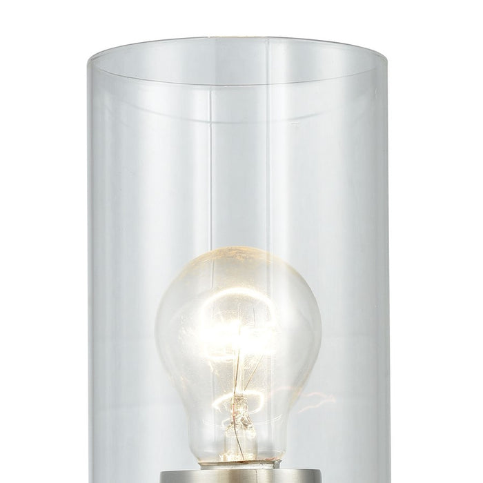 ELK Lighting Leland 1-Light Wall Sconce, Nickel/Clear Blown Glass
