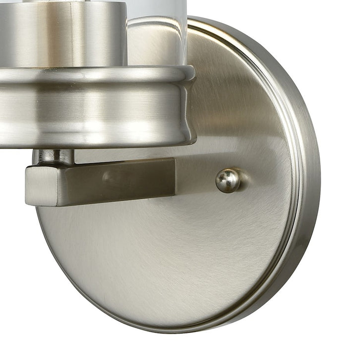 ELK Lighting Leland 1-Light Wall Sconce, Nickel/Clear Blown Glass